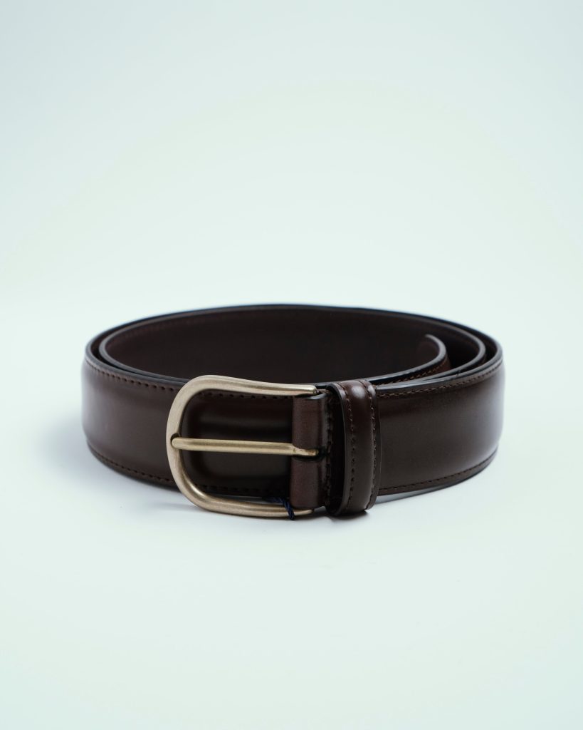 Leather Belt A2892 | Burgundy Cordovan-Brass Buckle